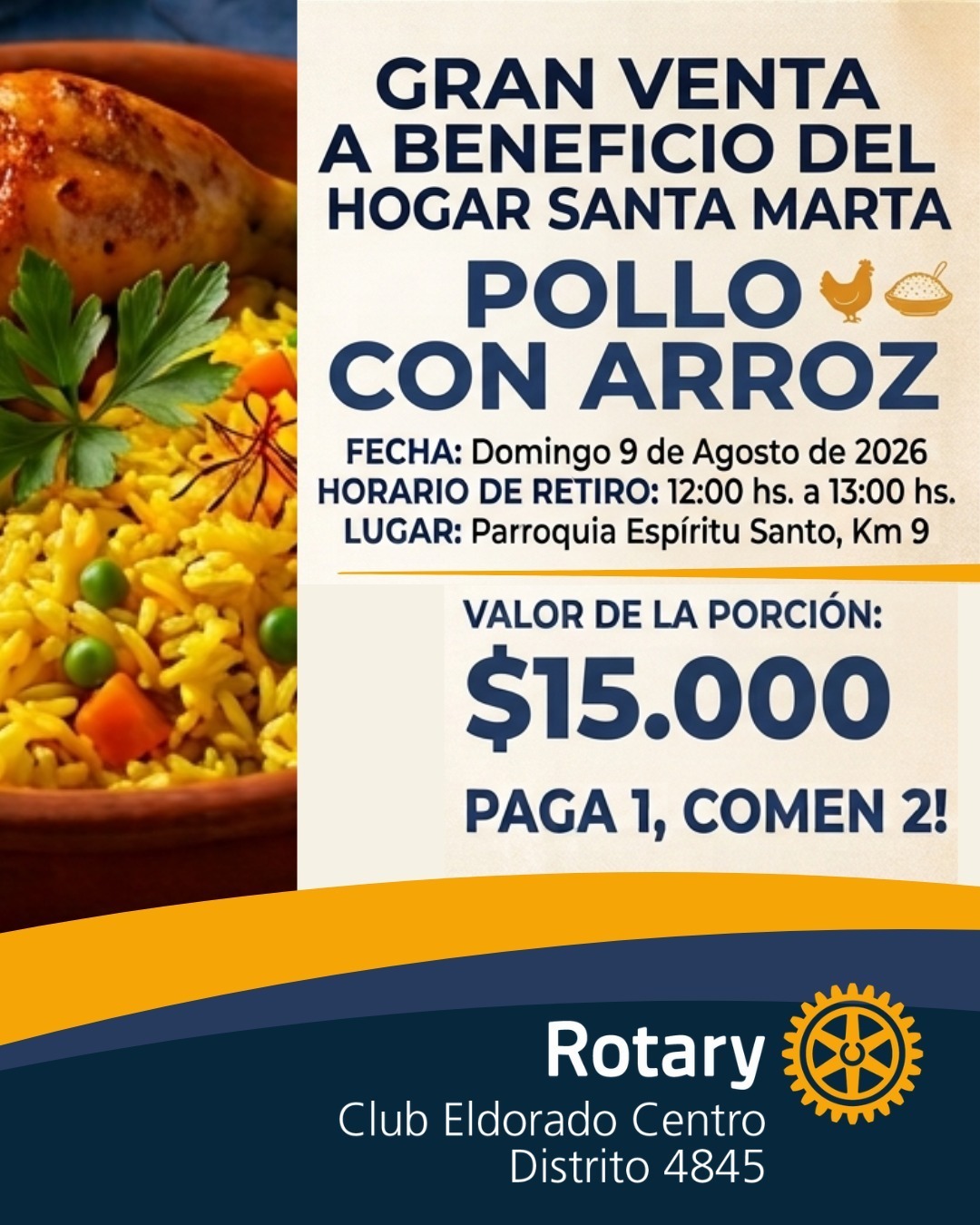 Organizan venta de pollo con arroz a beneficio del Hogar Santa Marta 2